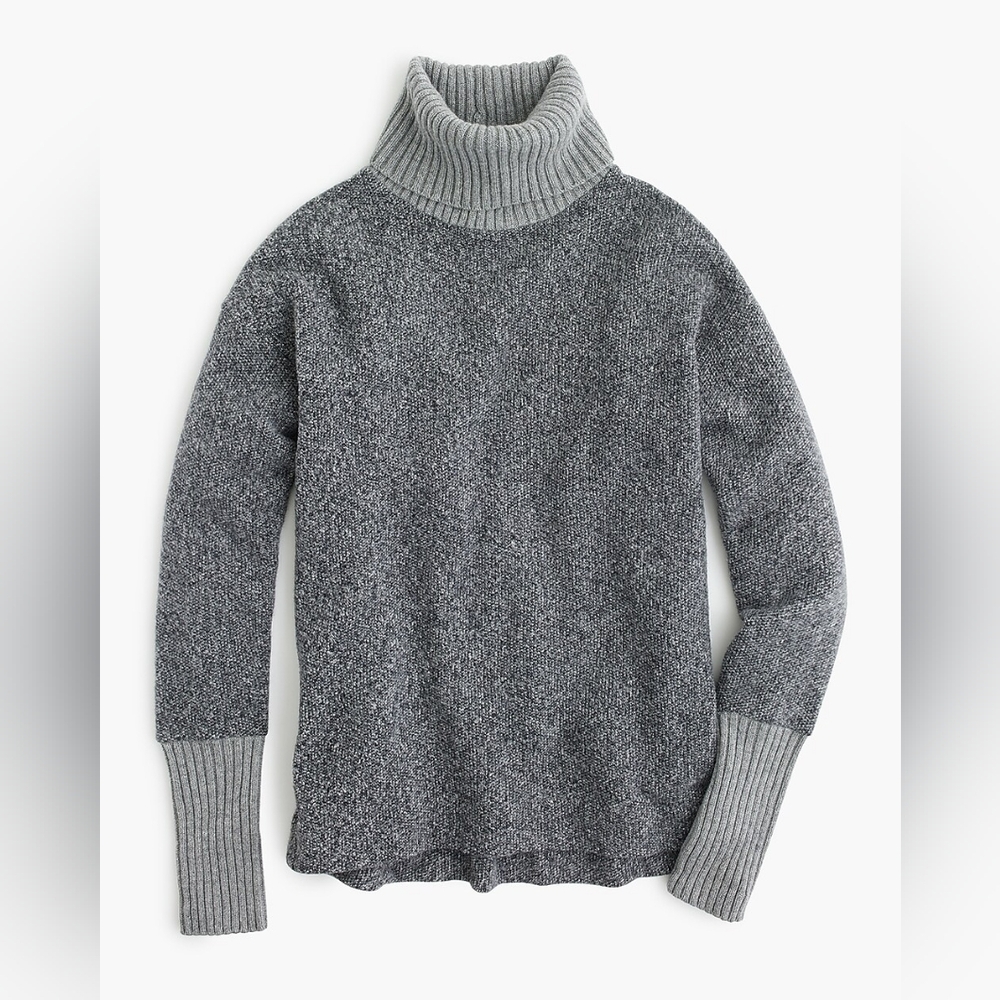 J.Crew Collection Relaxed Fleece Turtleneck With Cashmere Trim